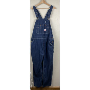Round House Men Denim Overalls 42x29 Cotton Blue Stone Wash Workwear Utility